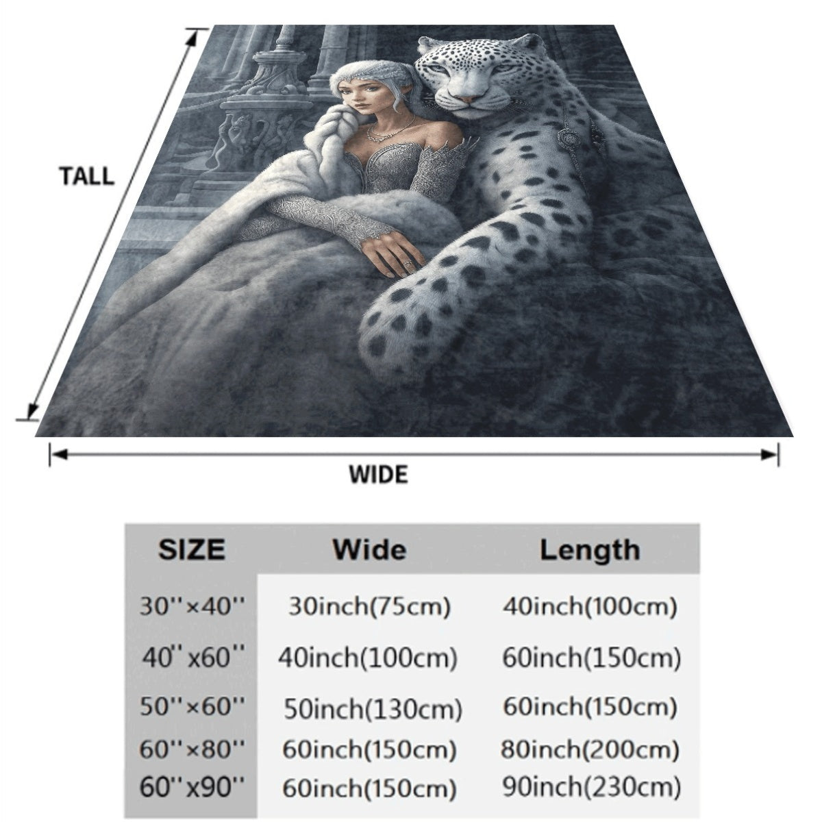 1pc Snow Queen And Snow Leopard Blanket Cooling Quilted Spread Soft Breathable 100% Polyester Fantasy Winter Theme Cover for All-Season Comforter Couch Or Use Machine Washable Gift