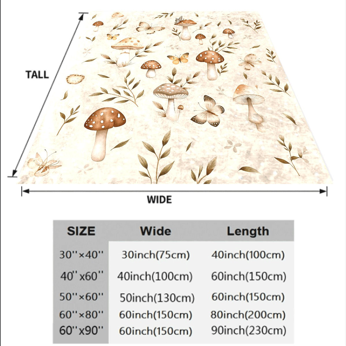 1pc Cozy Easter Mushroom Flannel Throw Blanket Dual-Sided Soft Polyester Digital Print with Vibrant Mushrooms Butterflies & Leaves All-Season Sofa or Cover Easy Care Gift Blanket Cozy