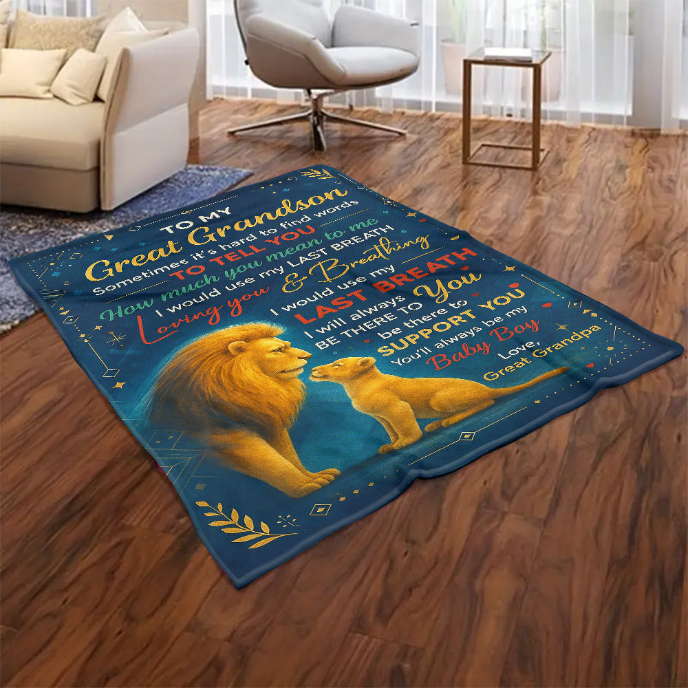 A Heartfelt Blanket Featuring Messages from His Great-Grandfather, Perfect for Birthdays, Holidays, Or Any Special Event to Convey Love And Support