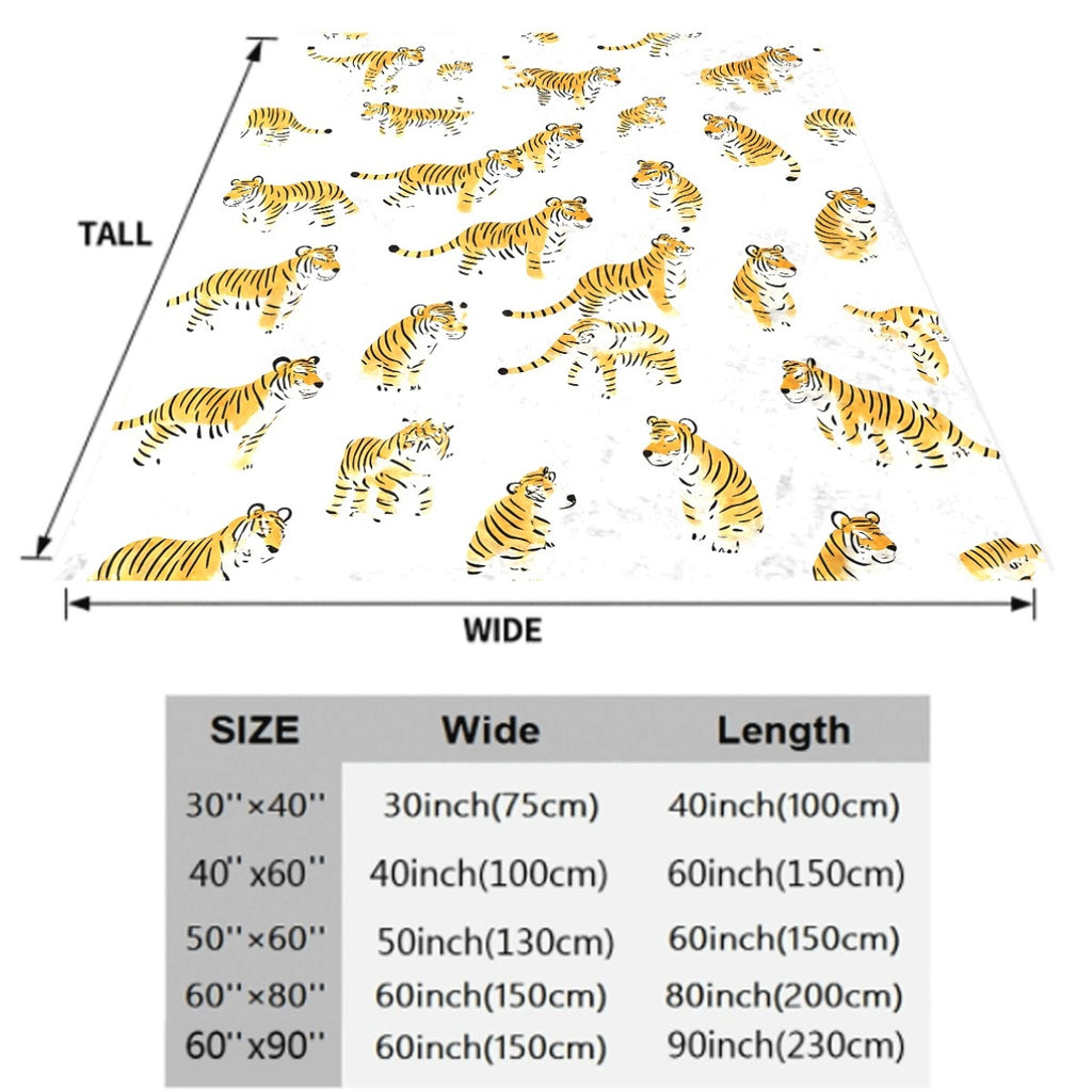 1pc Tiger Pattern Soft Flannel Blanket Orange And Black Tiger Prints Cozy All-Season Sofa Throw Blanket Machine Washable