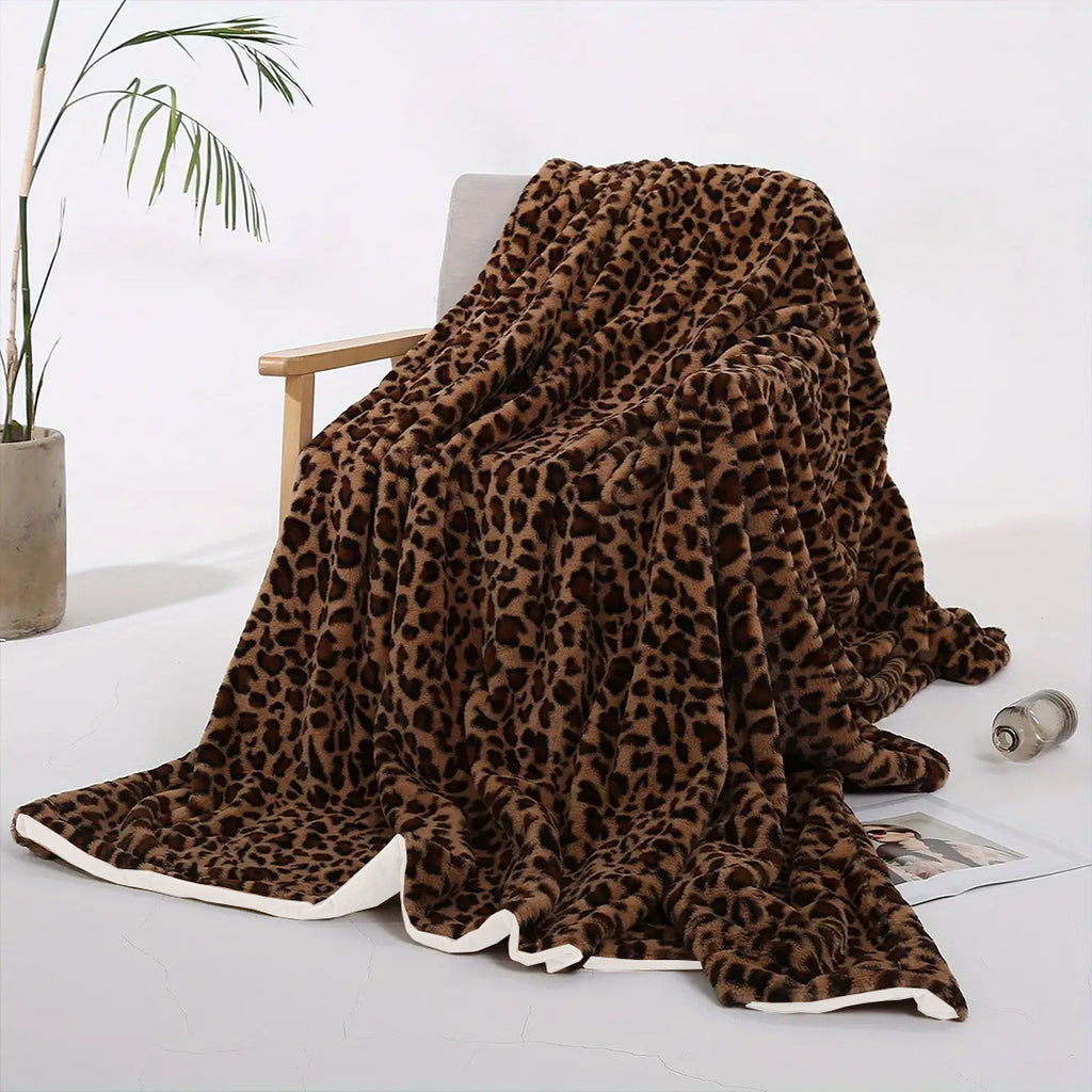 Family Blanket for All Seasons, Multifunctional Plush Leopard Print Blanket for Double Sofa, Beautiful Leopard Print Throw