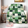 St. Patrick's Day Printed Patchwork Throw Blanket, Green Clover Design, Soft and Cozy Quilted Blanket for Living Room, Bedroom, and Couch - St. Paddy's Day Home Decor, 60x50