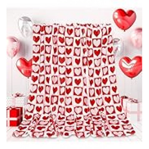 Valentine Fuzzy Blanket Love Heart Throw Blanket Red Cozy Flannel Blanket for Home Bed Sofa Couch Chair, 50 X 60 Inch