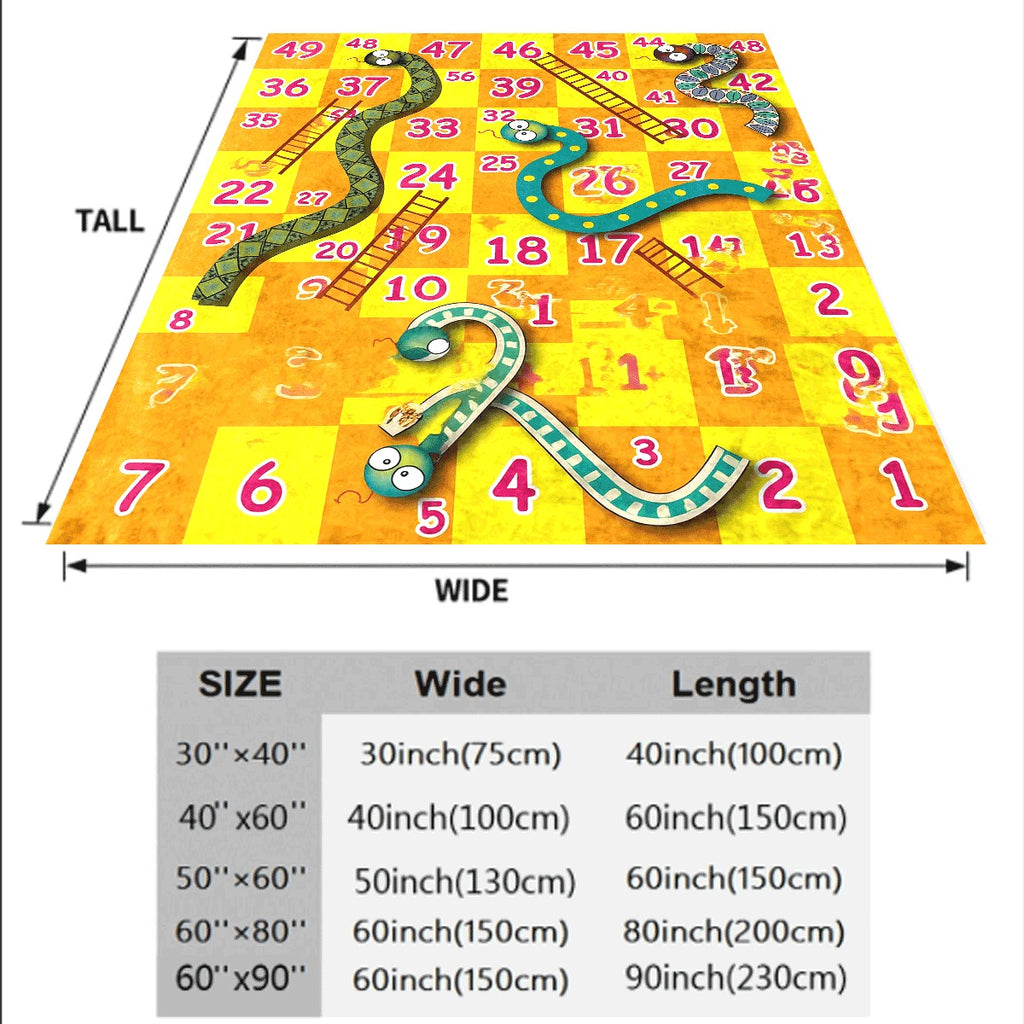 1pc Cozy Cartoon Snake And Number Board Game Flannel Throw Blanket Soft Reversible All-Season Comfort for Sofa Camping Machine Washable