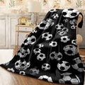 1pc Soft Flannel Soccer Print Blanket Cozy, Warm Throw with White Soccer Ball Design for Couch, Bed, Office, Camping & Travel Machine Washable, All-Season Comfort, Allseason Blanket Playful Des