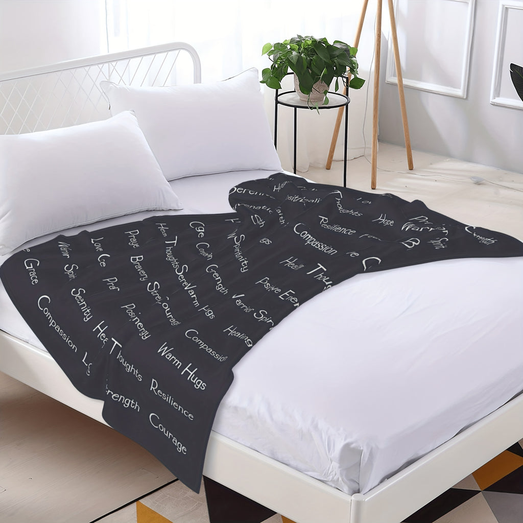 1pc Inspirational Navy Blue Throw Blanket - Super Soft, Warm Embrace with Positive Affirmations for Strength, Courage, Love & Hope - Allergy-Friendly, Multi-Purpose Comfort 60x50 inches