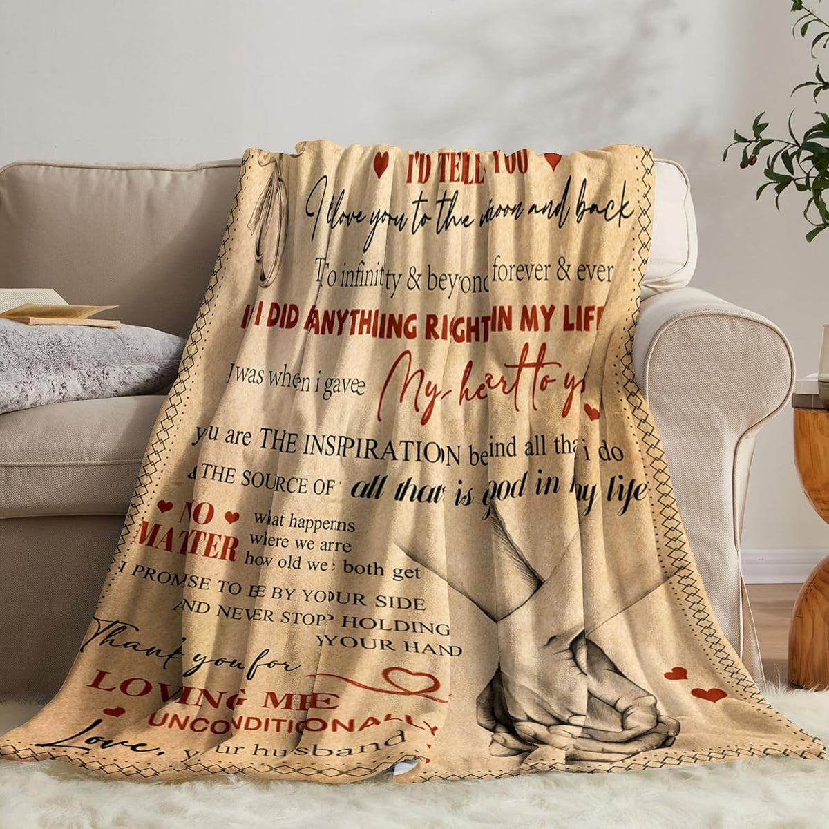 Wife Christmas Birthday Gifts from Husband Ideas- Happy Wedding Anniversary Romantic Gifts for Women- I Love You Gift for Her- Anniversary Birthday Presents for Her- to My Wife Blanket 50x60