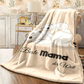 1pc Vintage Polar Bear Flannel Throw Blanket for Mom All Seasons, Soft Digital Print Polyester Fleece Blanket 200-250g, Best Mom in the World Gift German Text, Cozy Sofa TV Blanket Withou