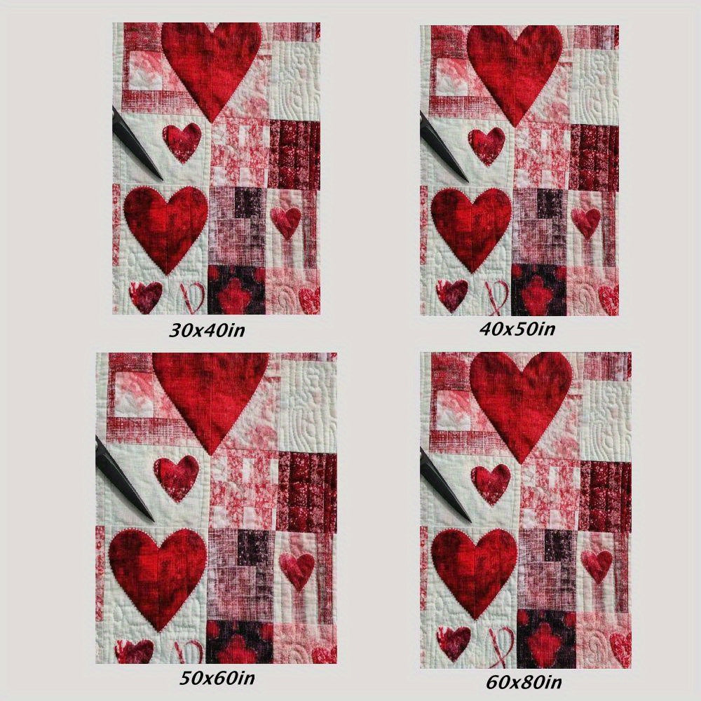 Vintage Style Valentine'S Day Flannel Shawl Blanket | Soft and Warm, Reversible, Plaid Heart Pattern, Suitable for Sofa,, Car, Office, Camping - All-Season Gift