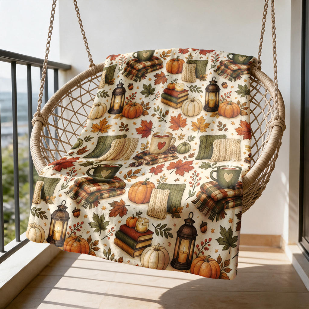 1pc Autumn Pumpkin Coffee Lantern Blanket, Maple Leaf Themed Flannel Blanket - Large Size, Soft, Lightweight, and Warm, Suitable for All Seasons - Perfect for Bed, Sofa, Office, Camping, and Travel - The Best Choice for a Blanket, a Perfect Gift