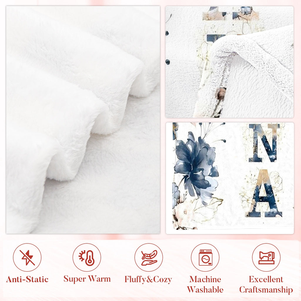 Floral Nana Soft Warm Flannel Blanket - Elegant Multi-Color Floral Bedspread, Suitable for Sofa, Bed, Living Room Comfortable Bed Cover, Machine Washable, Christmas And Autumn Decoration