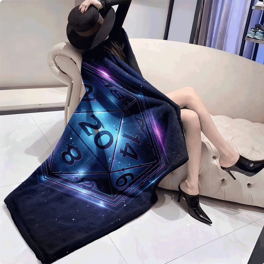 1pc of a Soft, Reversible Flannel Blanket Featuring a Cozy Rpg-Themed Dice Design, Suitable for All Seasons. an Ideal Gift for Gamers, Family, And Friends, Available in Sizes 30.71X46.85 inch, 50.0X58.66 inch, And 58.66X77.95 inch