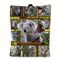 1pc Koala Print Blanket, Soft Flannel Throw Blanket for Bed Couch Chair Fall Winter Camping Living Room Office