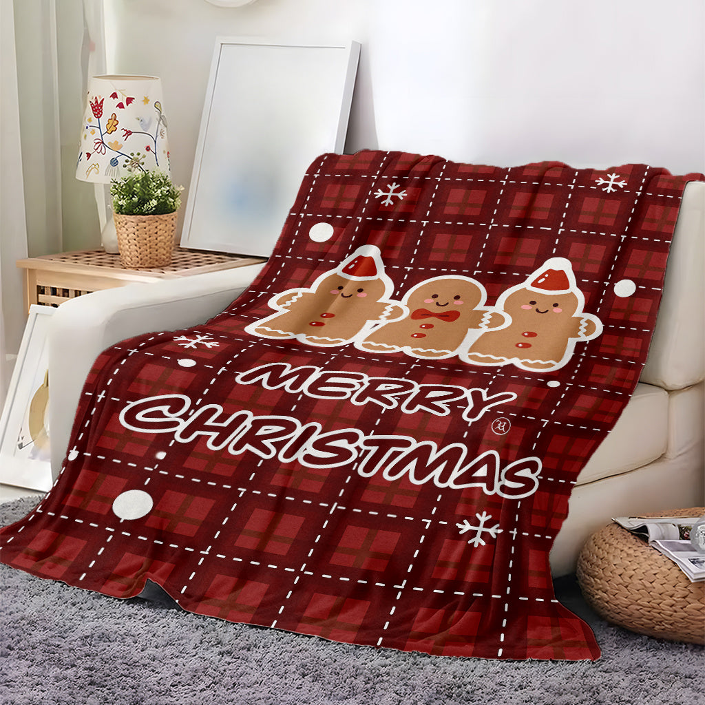 1pc Gingerbread Pattern Blanket, Christmas-themed Printed Design, Full-body Blanket, Soft Flannel Plush Surface, Lightweight and Durable, Multiple Sizes Available, Suitable for Christmas Decoration, Living Room Relaxation, Bedroom Warmth, and Festive