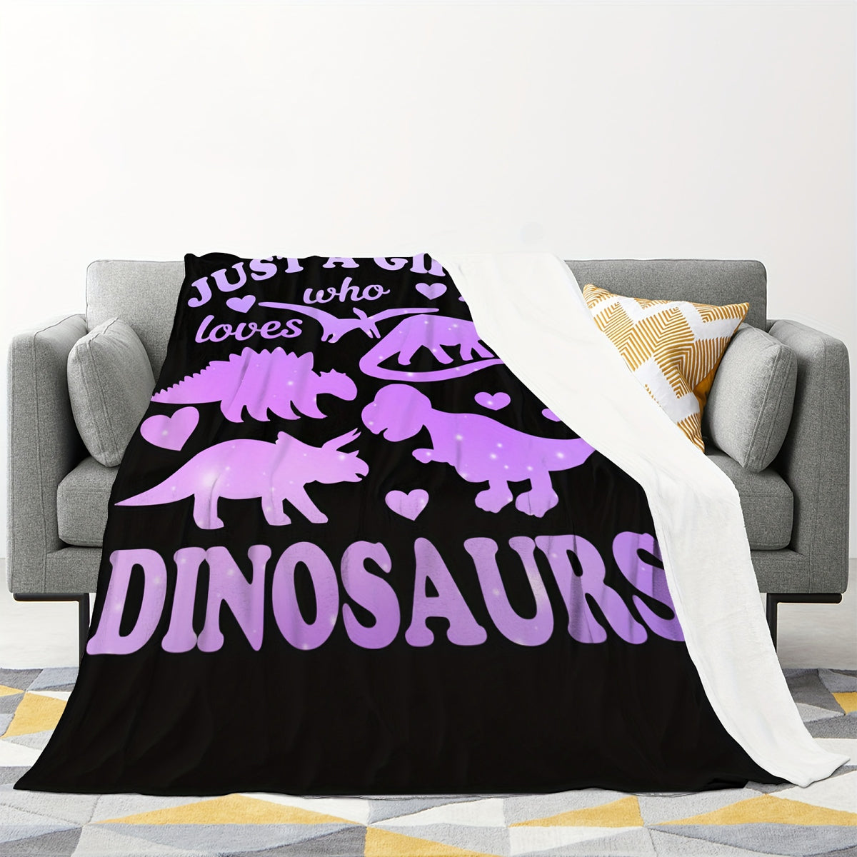 Dinosaur Lover's Delight: Soft Plush Throw Blanket - Perfect Gift for Youngsters & Women, Cozy Flannel Dino Blanket for Couch or Chair, 50x40 Inches