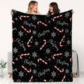 Christmas-Themed Blanket, Warm in Winter, Fluffy, Thickened Snowflake Candy Bar Pattern Sofa Blanket, Bedroom Decorative Blanket, Holiday Gift, Soft And Comfortable