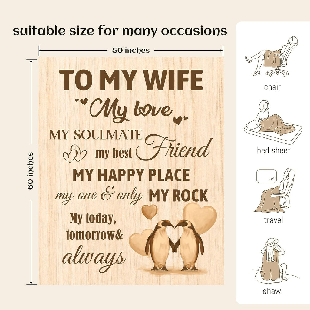 Gifts for Wife from Husband, Gifts for Her Blanket, Wife Birthday Gift Ideas, to My Wife's Throw Wifey Gift, Anniversary Christmas Blanket for Women