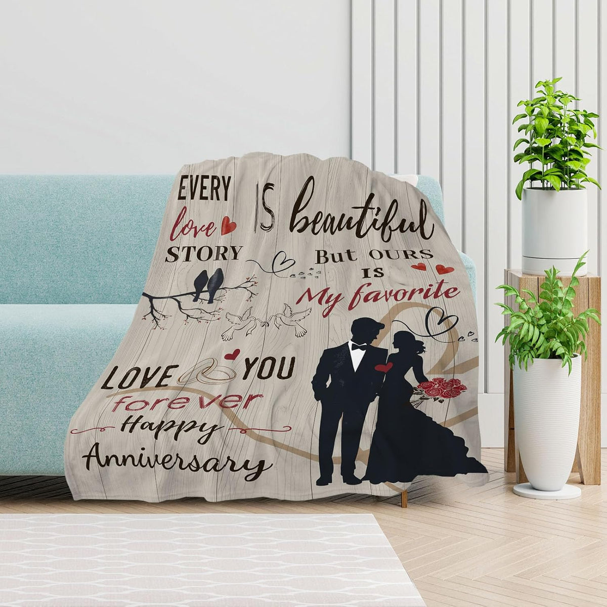 Presents for Both Genders, a Wedding Anniversary Throw for Couples, Romantic Birthday Gifts for Partners, And Cheerful Anniversary Decorations for Spouses, Measuring 50X60