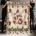 1 Christmas Snowman and Red Flower Pattern Flannel Blanket, Soft, Comfortable, and Warm, Beige and Red Design, All-season Universal Throw, Warm Cover Blanket, Multiple Sizes Available, Suitable for Living Room Sofas, Bedroom, Reading Nooks