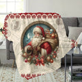 1pc Santa Claus And Holiday Decor Flannel Blanket, Soft Comfortable Warm, Beige And Red Design, All-Season Sofa Blanket, Warm Throw Blanket, Multiple Sizes Available, Suitable for Living Room Sofa, Bedroom, Reading Corner, Holiday Parties