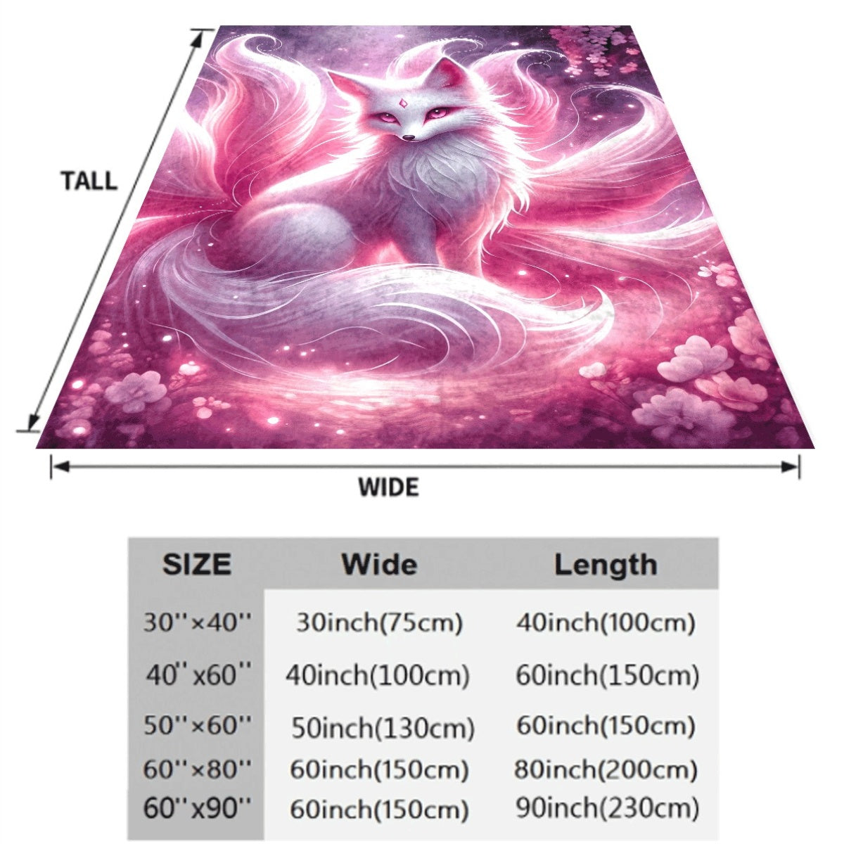 1pc Charming Nine-Tailed Fox Flannel Throw Blanket Soft Lightweight And Allergy-Friendly for Couch Camping And Travel Perfect Gift for Friends And Family
