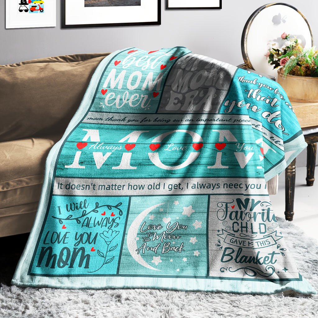 1pc Super Soft Flannel Letter Blanket Birthday Gift for Mom, Comfortable Travel Blanket for, Couch, Chair- Perfect for Mothers Day, Christmas, Valentines Day, And Any Occasion