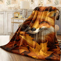 1pc Autumn Fox & Fall Leaves Throw Blanket Lightweight Flannel Sofa Spread with Reddish-Brown Fox Soft Warm All-Season Blanket for Couch Living Room Office Travel Cozy Home Decor Gift