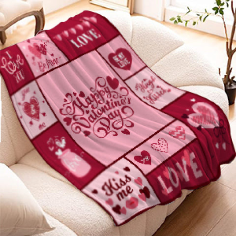Neatee Living Valentine'S Day Decorative Throw Blanket 50 by 60 in Pink Plaid with Love Hearts, Ideal Gift for Girlfriend, Wife, Or Couples, Soft Flannel Blanket for Couch, Sofa, Or Bed
