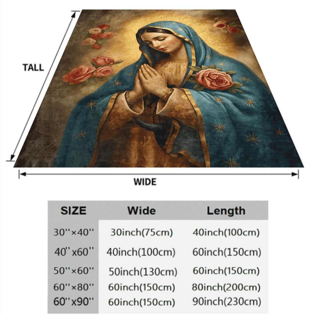 1pc Bohemian And Religious Flannel Blanket Super Soft All-Season Bedspread, HD Print Quilted-Like Texture, Catholic Gift for Sofa Or Bed Cover