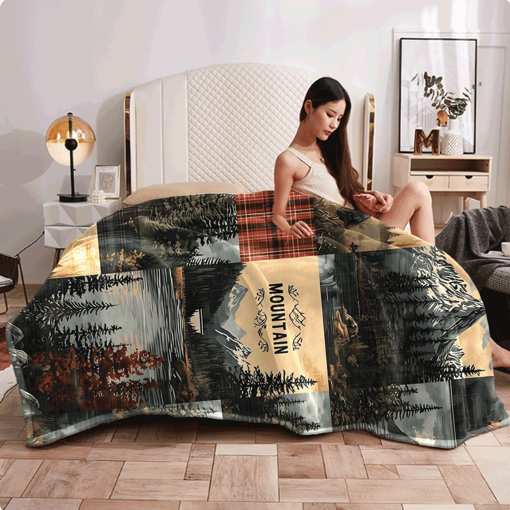 1pc Extra Large Flannel Blanket Soft Warm All-Season Spread Throw Rustic Cabin Decor in Green Brown Beige Black White Perfect for Sofa Travel Ideal Housewarming Birthday Gift