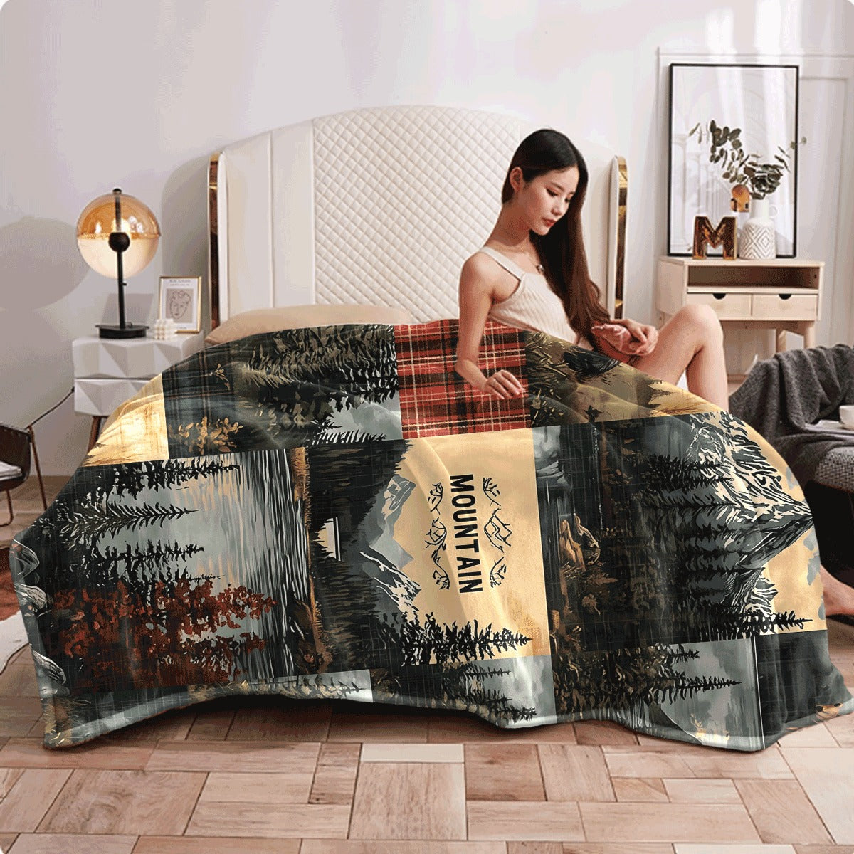 1pc Extra Large Flannel Blanket Soft Warm All-Season Spread Throw Rustic Cabin Decor in Green Brown Beige Black White Perfect for Sofa Travel Ideal Housewarming Birthday Gift