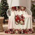 1pc Christmas Red and White Floral with Red Bird Pattern Flannel Blanket, Soft, Comfortable, and Warm, Festive Design, All-season Universal Blanket, Warm Throw Blanket, Multiple Sizes Available, Suitable for Living Room Sofas, Bedroom