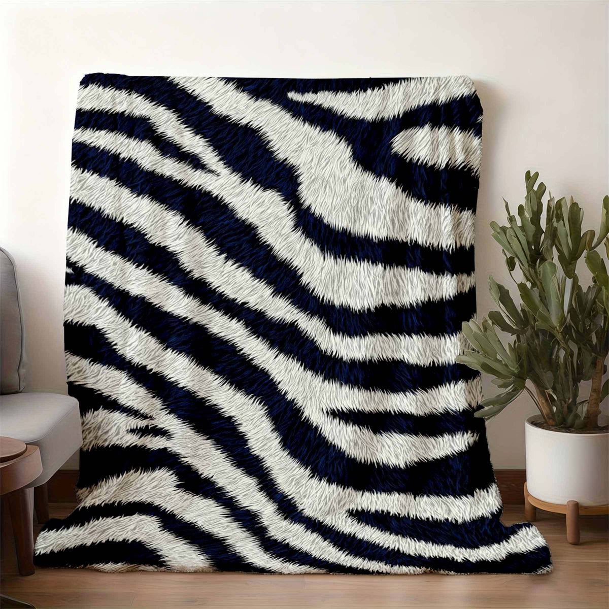 1 Zebra-stripe Blanket, Black and White Striped Print Design, Throw Blanket, Soft Flannel Plush Surface, Lightweight and Durable, Multiple Sizes Available, Suitable for Holiday Decor, Living Room Lounging, Bedroom Sleep, Study Reading