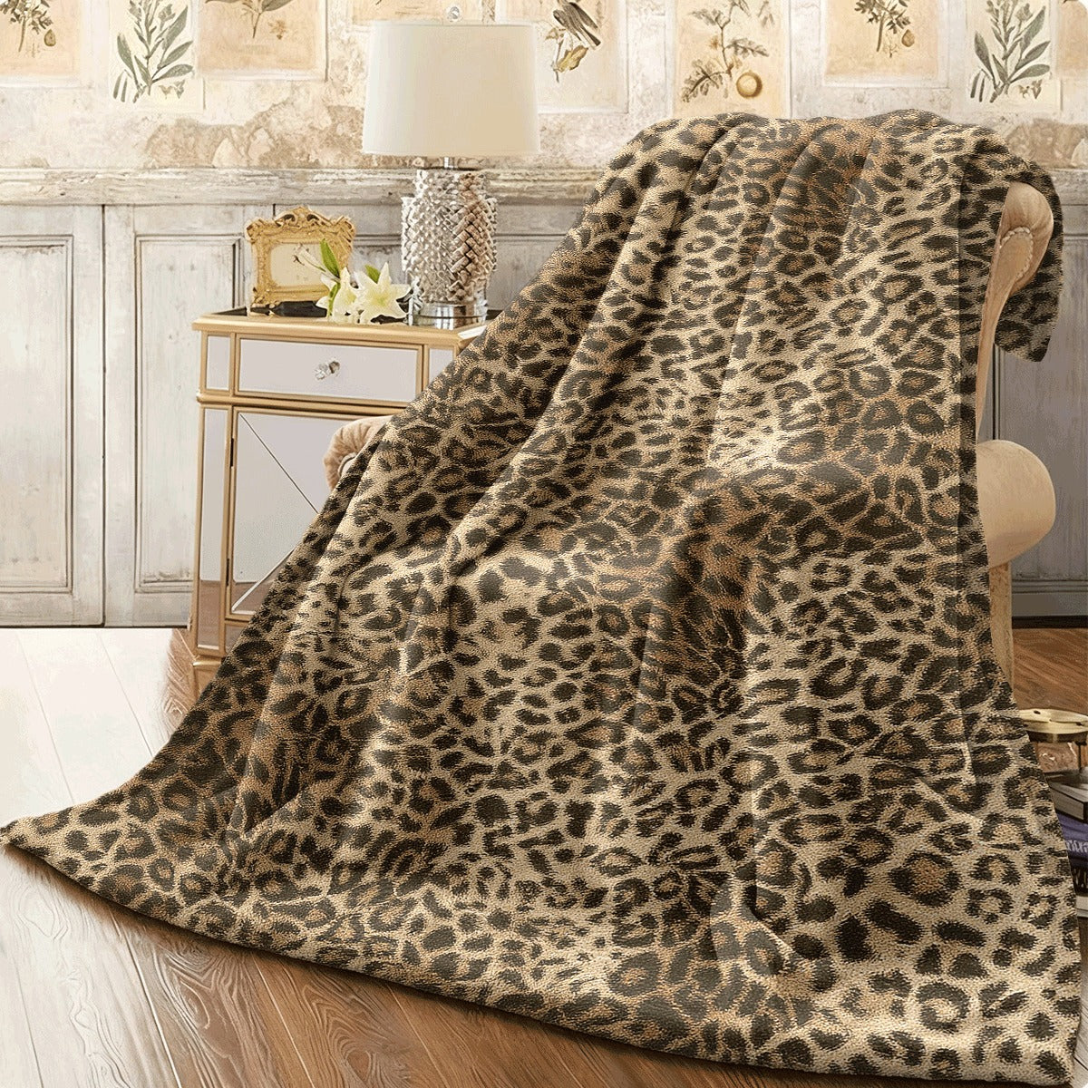 1pc Luxury Leopard Print Plush Blanket Suitable for Men And Women Soft Cozy Bedspread with Leopard, All-Season Couch Bed Camping Travel Throw, Machine Washable Warm Bedding for