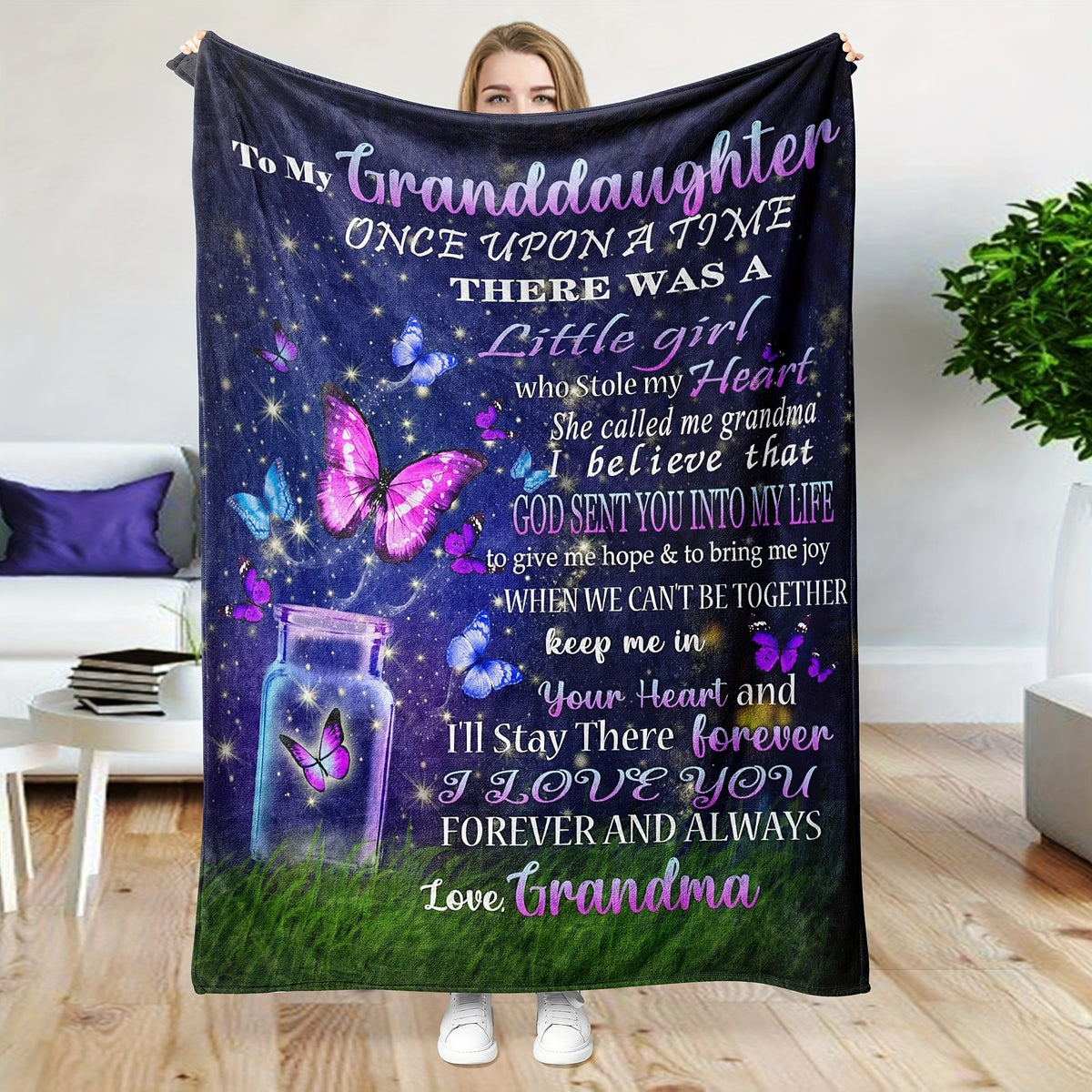 1pc Granddaughter Gifts from Grandma, Granddaughter Gifts Blanket, Gifts for Granddaughter, Great Granddaughter Gifts, Granddaughter Gifts from Nana, Birthday Gifts for Granddaughter Throw Blanket