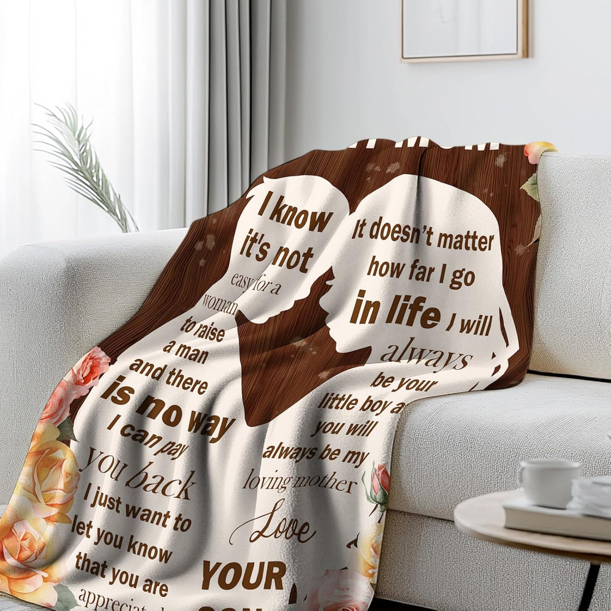 Presents for Mom from Her Son, a Cozy Blanket That Says 'I Love You Mom', Perfect for Christmas And Thanksgiving, a Soft Flannel Blanket for Her Birthday And Mother'S Day, Measuring 50 X 60