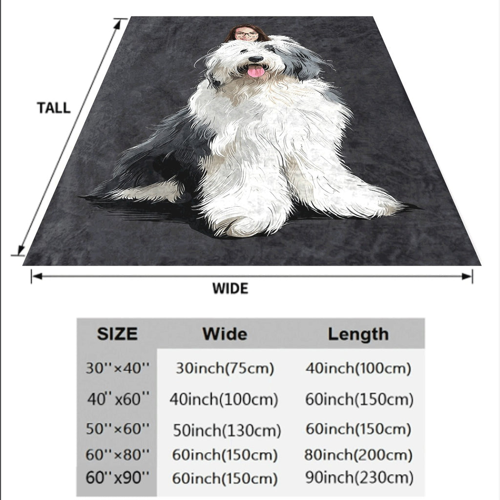 1pc 1pc a Soft Single-Sided Printed Blanket Featuring Bearded Collie Dog Clipart Designed with Detailed Stylized Vectors Ideal for Use in Offices Rooms And Living Rooms Model AH817B