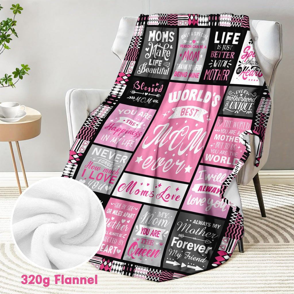 Moms Christmas Birthday Gifts- Best Mom Ever Gifts- Valentines Day Mothers Day Birthday Blanket Present for Mother from Daughter Son- Dear Moms Throw Blanket 60x80