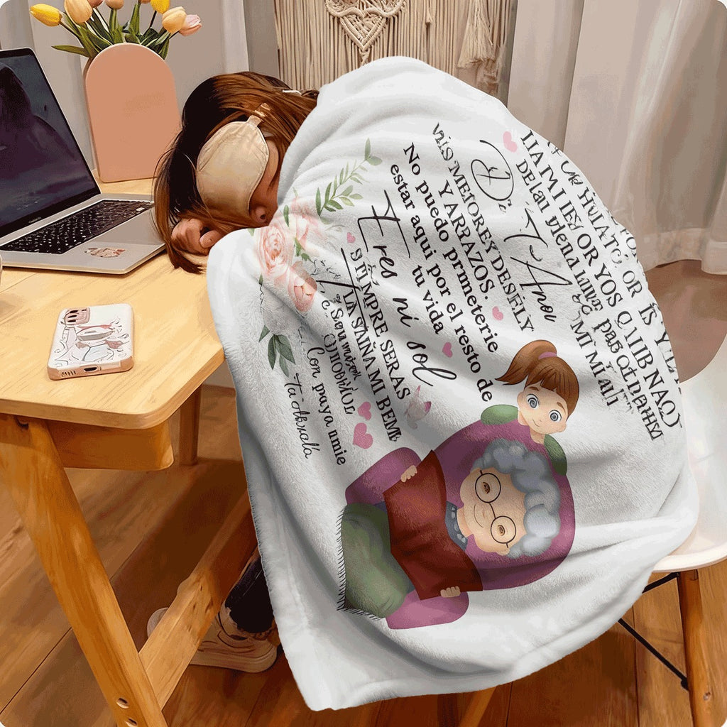 1pc Grandma'S Unique Flannel Blanket for Her Granddaughter, Infused with Love And Warmth, a Tactile Memento to Treasure Daily