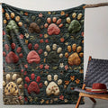 Pet Paw Print Theme Digital Printed Flannel Blanket - 100% Fiber, Suitable for Light And Warm Adaptation in All Seasons, Shop, Sofa, And Other Scenes, Presenting Cute Style, Delivering a Healing Atmosphere, Soft And Skin-Friendly Pet Lover Gifts