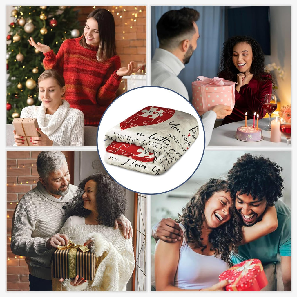 GEEMBI Valentine'S Day Presents for Him And Her - Cozy Flannel Throw Blankets 60X80 Inches - Perfect Gifts for Weddings, Anniversaries, And Birthdays for Couples
