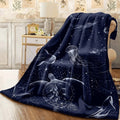 1pc Deep Ocean Night Sky Flannel Blanket Glowing Sea Creatures Turtle Jellyfish Whale Design Cozy All-Season Soft Throw for Sofa
