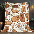 1pc Cute Capybara Patterned Blanket, Cartoon Design, Soft Plush, Flannel Material Lightweight And Durable, Multiple Sizes Available, Ideal for Christmas Holiday Decor And Gifting, Living Room Leisure, Bedroom Warmth, Office Nap