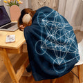 1pc a Mystical Geometric Metatron Cube Print Blanket, Soft And Reversible, Ideal for All Seasons. Perfect for Napping at The Office And Ensuring Comfort at Home. A Unique Gift Option Featuring Geometric Art