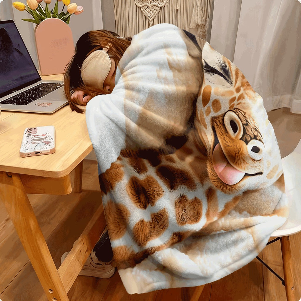 1pc 1pc Giraffe Blanket on Soft - Lightweight Flannel Plush, Soft And Warm Flannel Fabric, Suitable for Sofas, Travel, Camping, Offices, Sofas, Chairs, And - All-Season Portable Blanket