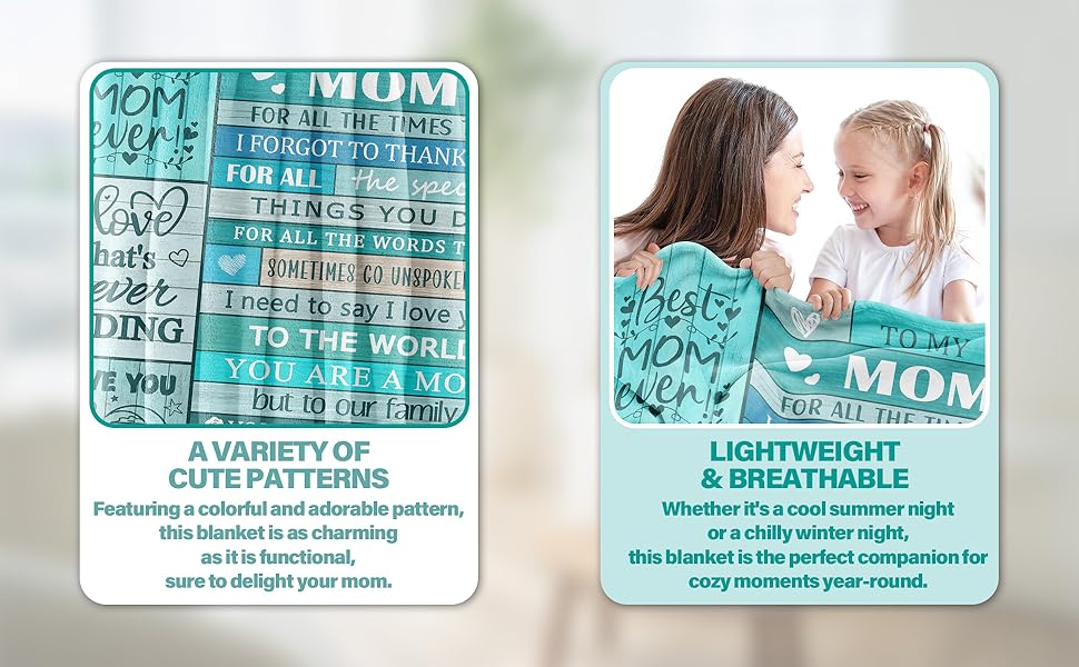 Christmas Blanket for Mom, Gifts for Mom Birthday, Mom Blanket Gifts from Daughters Son, Mother Mommy Throw Blanket for Valentines, Mothers Day 60x50