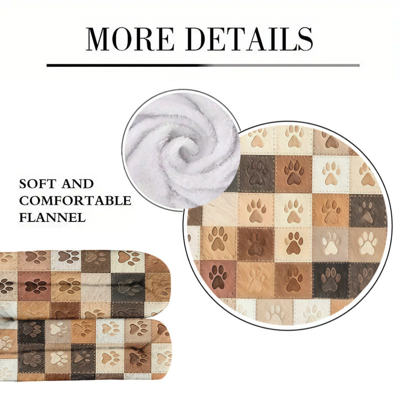 1pc of Ultra-soft Flannel Pet Paw Print Blanket - a Comfortable All-season Blanket Available in Brown, Brown-orange, Brown-yellow, and Brown-red Colors, with Patterned Styles. Suitable for Sofa,, Camping, and Travel - the Perfect Gift for Pet