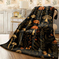 1pc Vintage Style Mushroom & Floral Print Flannel Throw Blanket Soft Warm Hypoallergenic Machine Washable Tear Resistant All-Season Cozy Sofa Office Blanket Ideal for Napping Mult