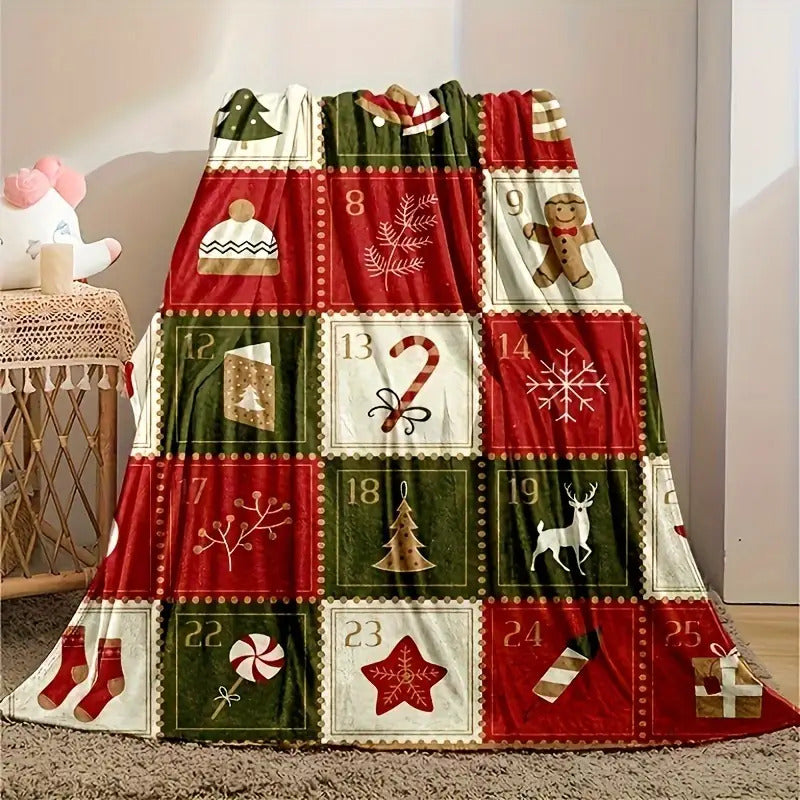 1pc Vintage Christmas-Themed Blanket, Made of Flannel, Soft And Warm, Suitable for Use on a Couch, Sofa, Office,, Camping, Or Travel. A Versatile Gift Blanket for Any Season