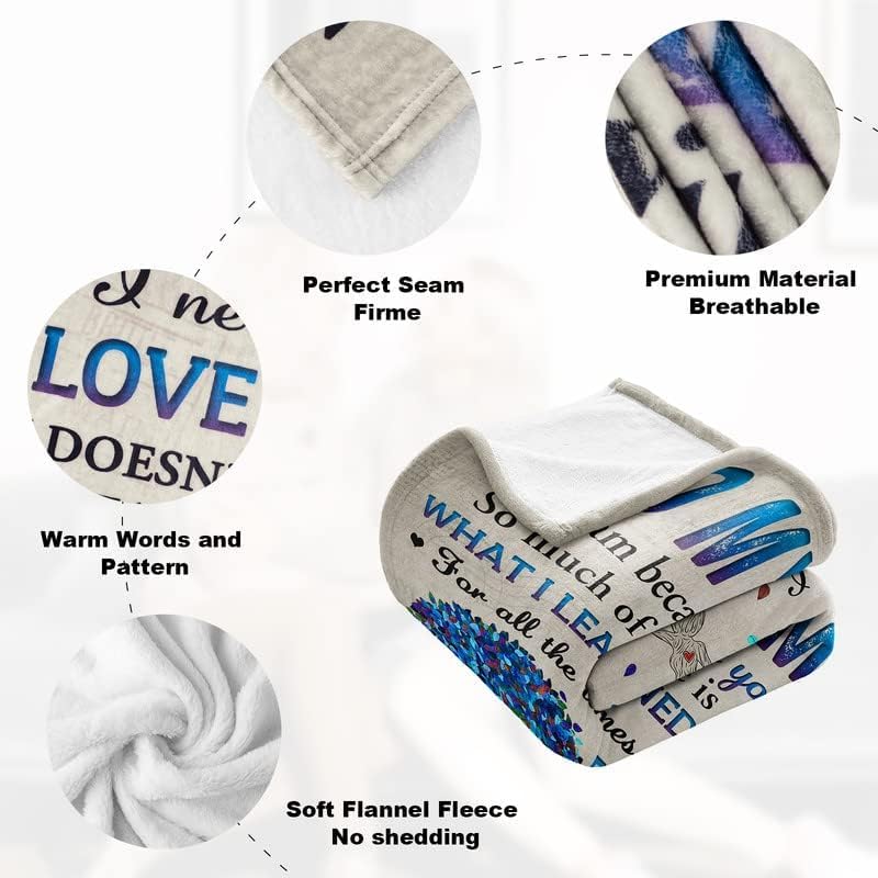 Gifts for Mom from Son, Romantic Birthday Gifts from Son to My Mom Flannel Blanket for Mama from Son Mother Day Birthday Presents for Mom Soft Throw Blanket 60 X 50